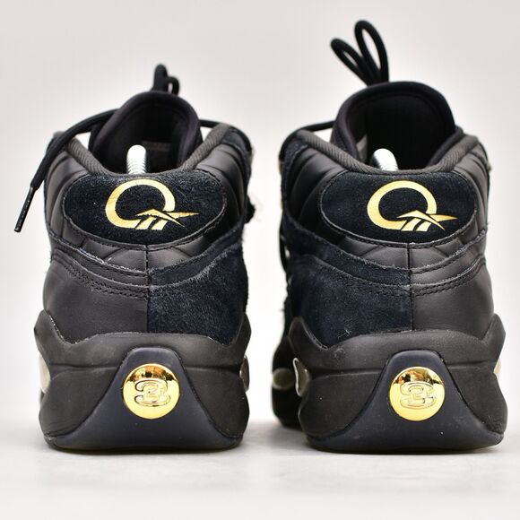 REEBOK KIDS YOUTH 7 QUESTION BASKETBALL SNEAKERS MID BLACK GOLD IVERSON ID9293 - Picture 6 of 12